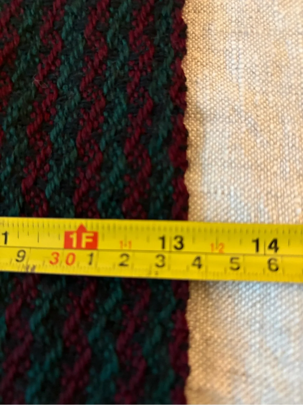 Men's Knit Scarf in Dark Green & Burgundy